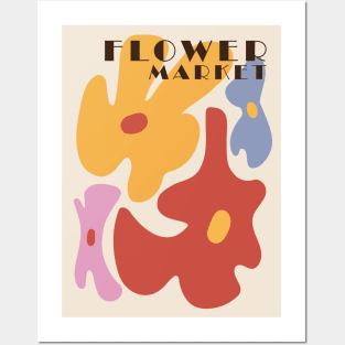 Flower market, Colorful retro print, 70s, Indie decor, Cottagecore, Fun art, Posters aesthetic, Abstract flowers Posters and Art